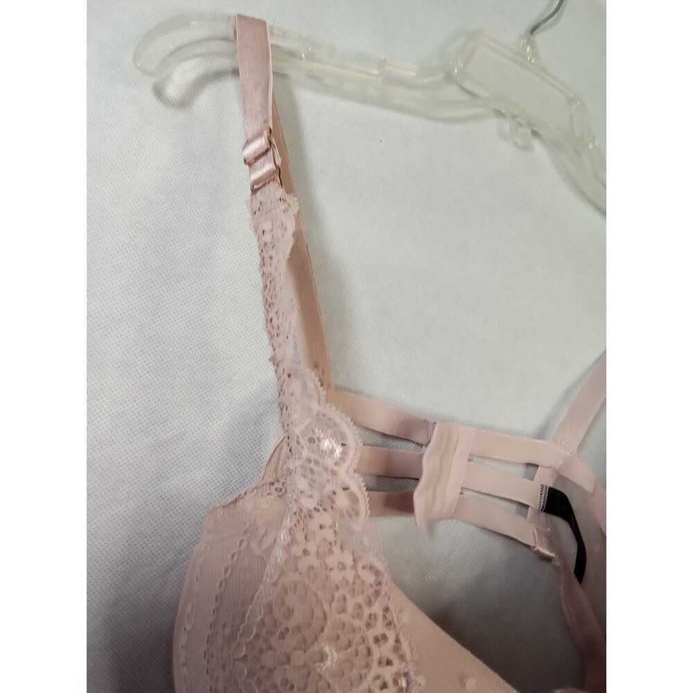 Smart And Sexy Pink Bra 38DD Lace Bow Floral - Picture 4 of 9